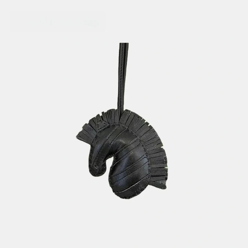 Handmade Zebra Head with Tassel Leather Bag Charm