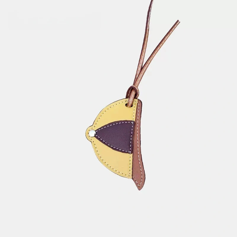 Baseball Cap Leather Bag Charm