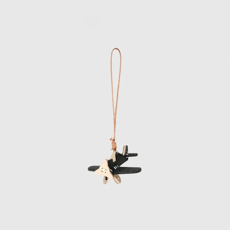 Handmade Airplane Leather Bag Charm
