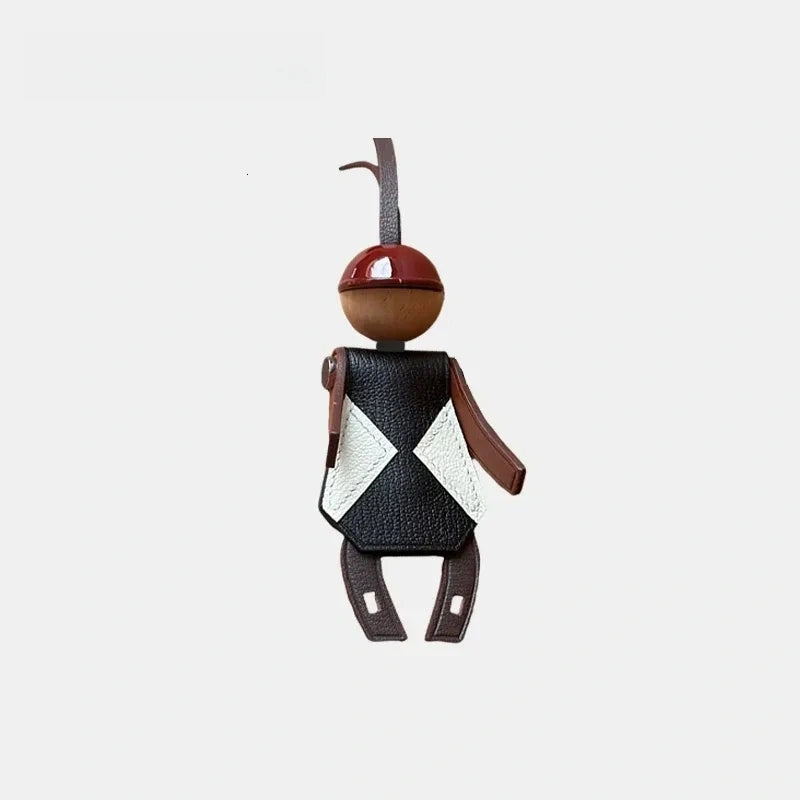Jockey Puppet Leather Bag Charm