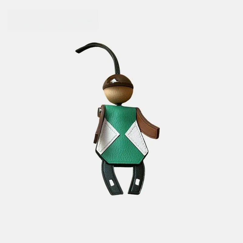 Jockey Puppet Leather Bag Charm
