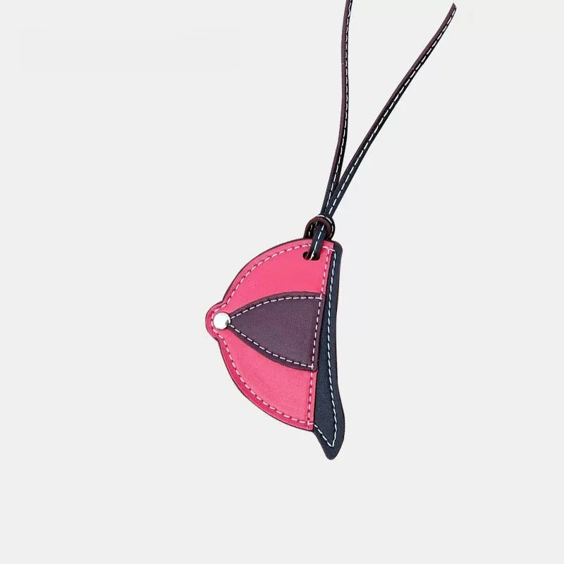Baseball Cap Leather Bag Charm