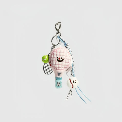 Badminton Racket Fluffy Bag Charm