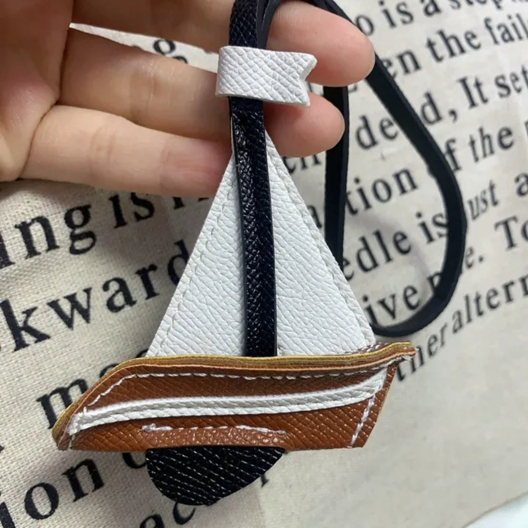 Sailboat Leather Bag Charm