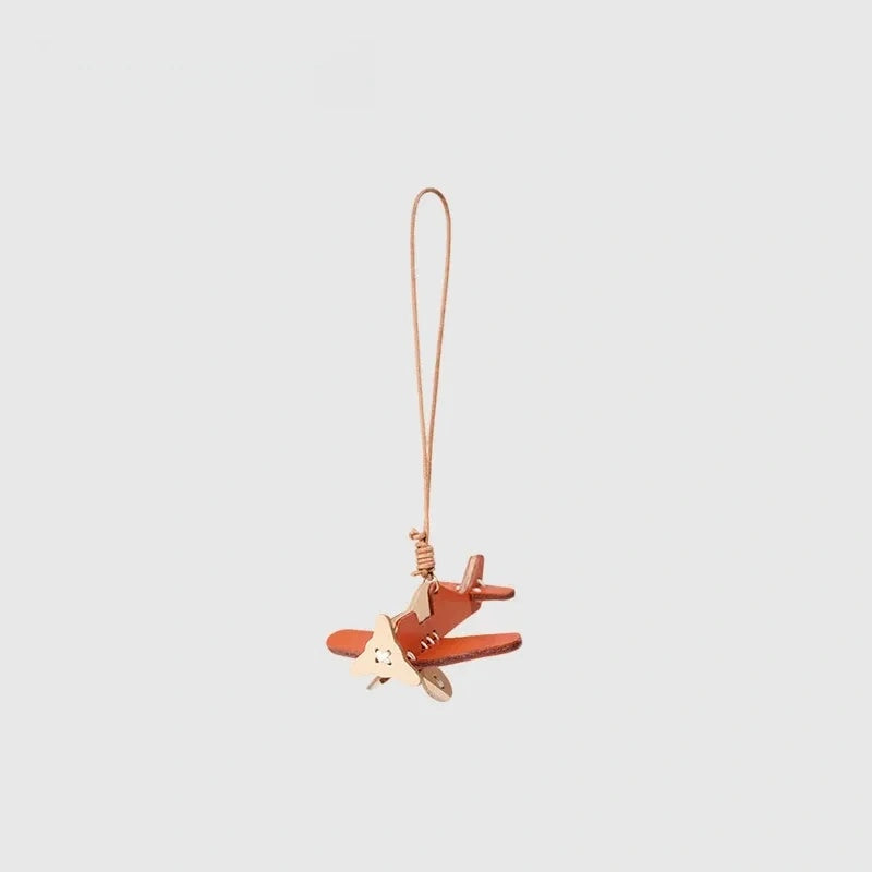 Handmade Airplane Leather Bag Charm