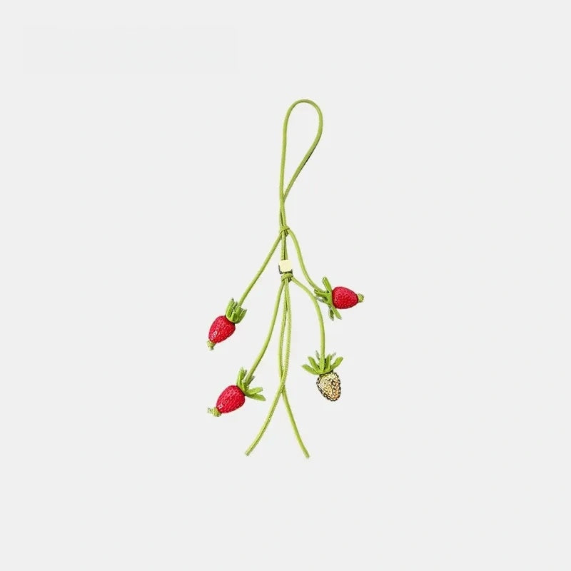 Golden Strawberry Resin Bag Charm