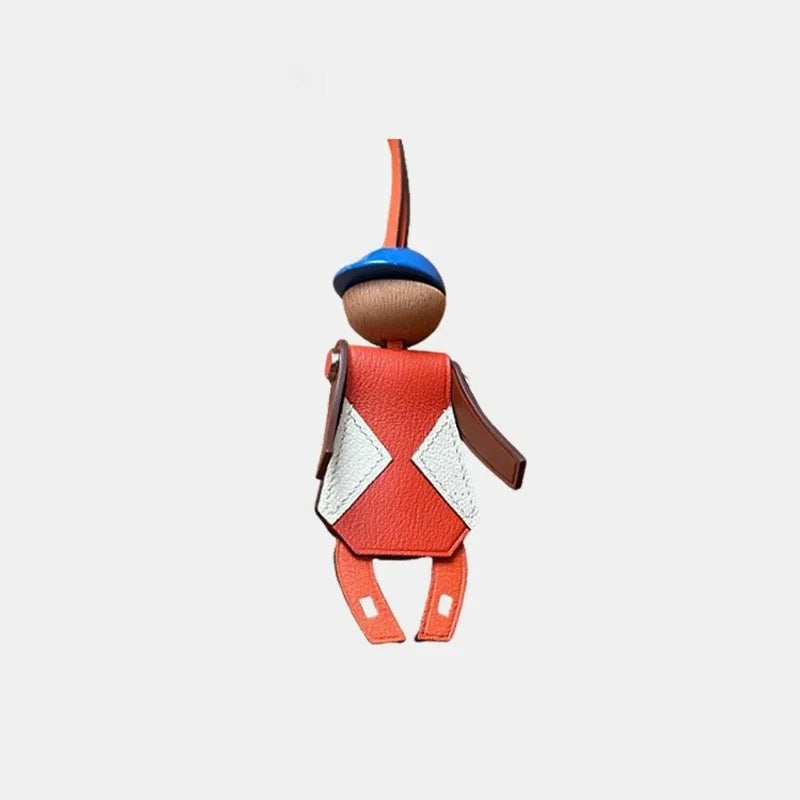 Jockey Puppet Leather Bag Charm