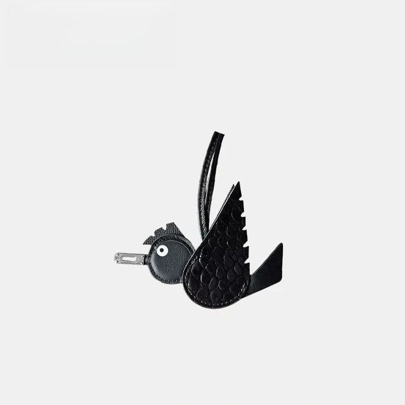 Hand-Stitched Flying Bird Leather Bag Charm