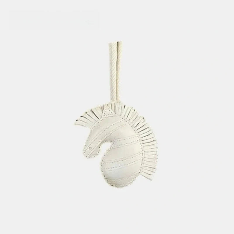Handmade Zebra Head with Tassel Leather Bag Charm
