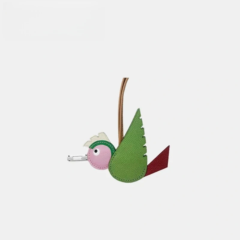 Hand-Stitched Flying Bird Leather Bag Charm