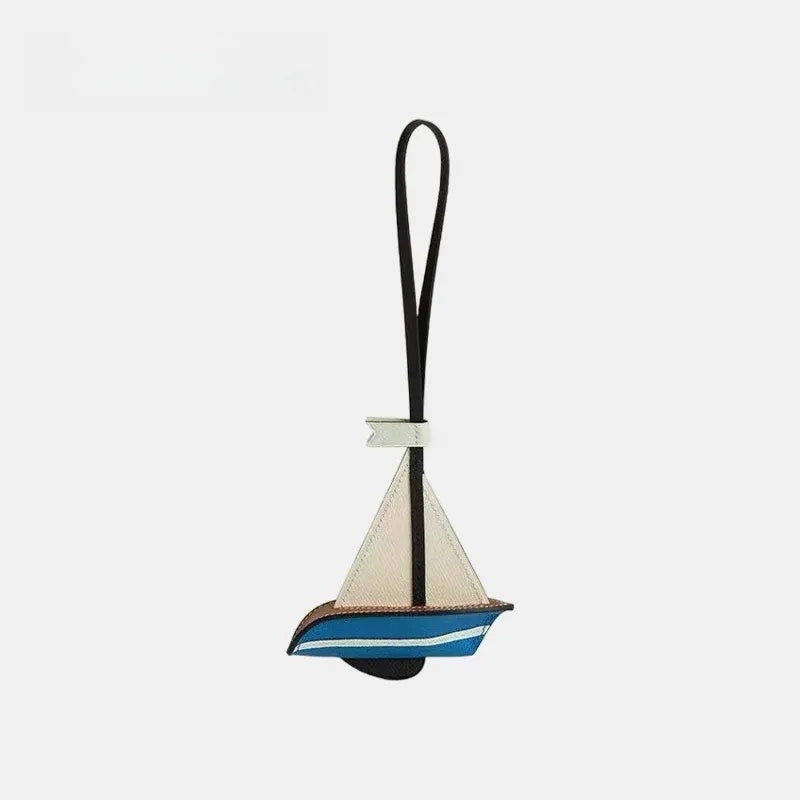 Sailboat Leather Bag Charm