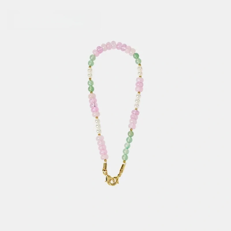 Natural Crystal Flat Bead Strand Bead Bag Charm