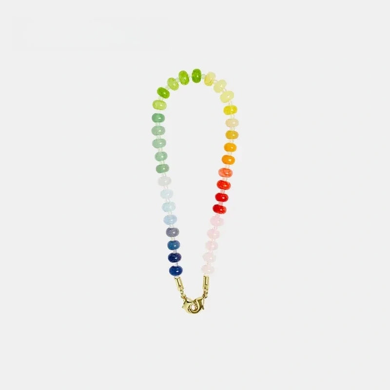 Natural Crystal Flat Bead Strand Bead Bag Charm