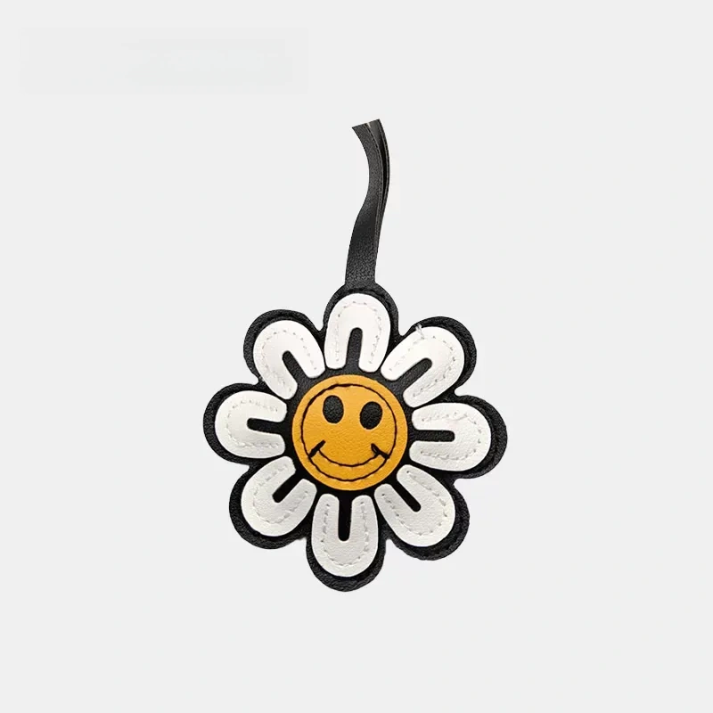 Smiling Flower Leather Bag Charm