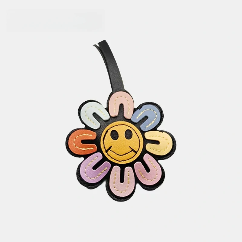 Smiling Flower Leather Bag Charm