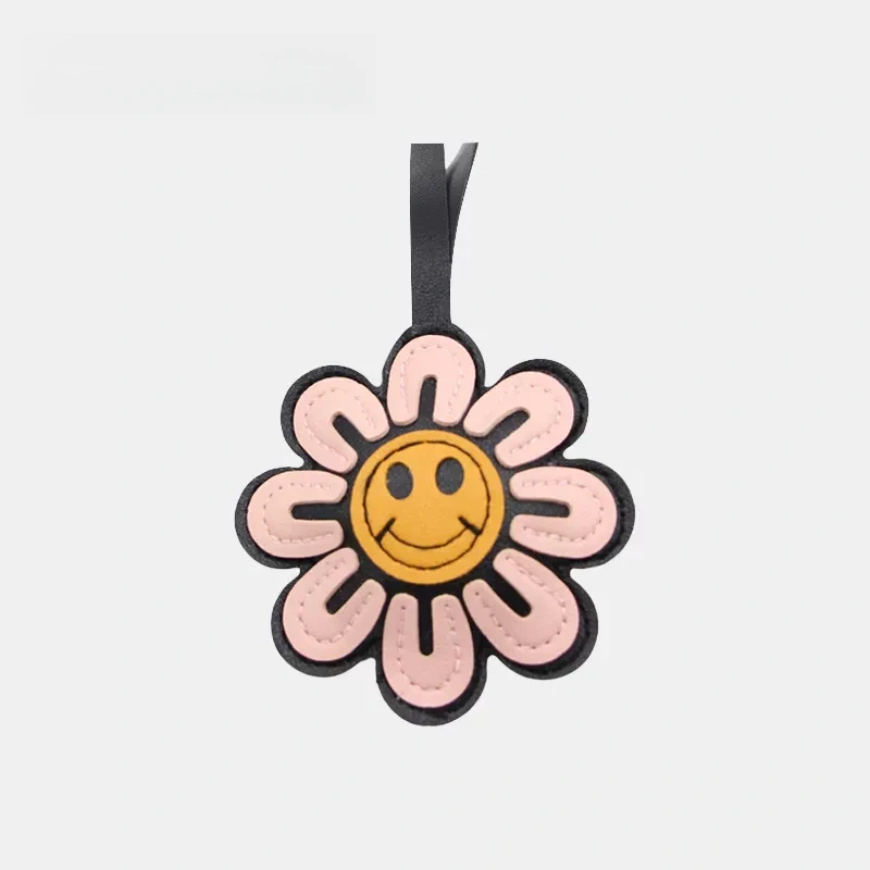 Smiling Flower Leather Bag Charm