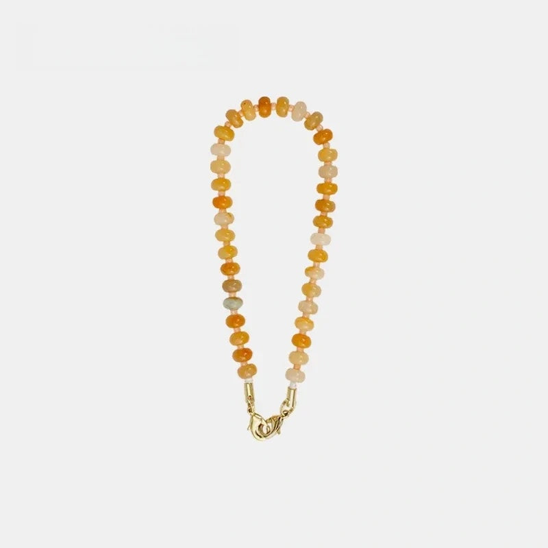 Natural Crystal Flat Bead Strand Bead Bag Charm