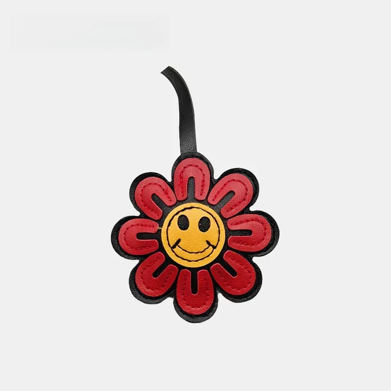Smiling Flower Leather Bag Charm