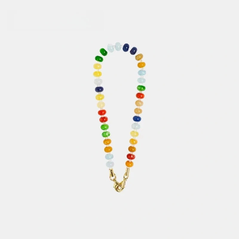 Natural Crystal Flat Bead Strand Bead Bag Charm