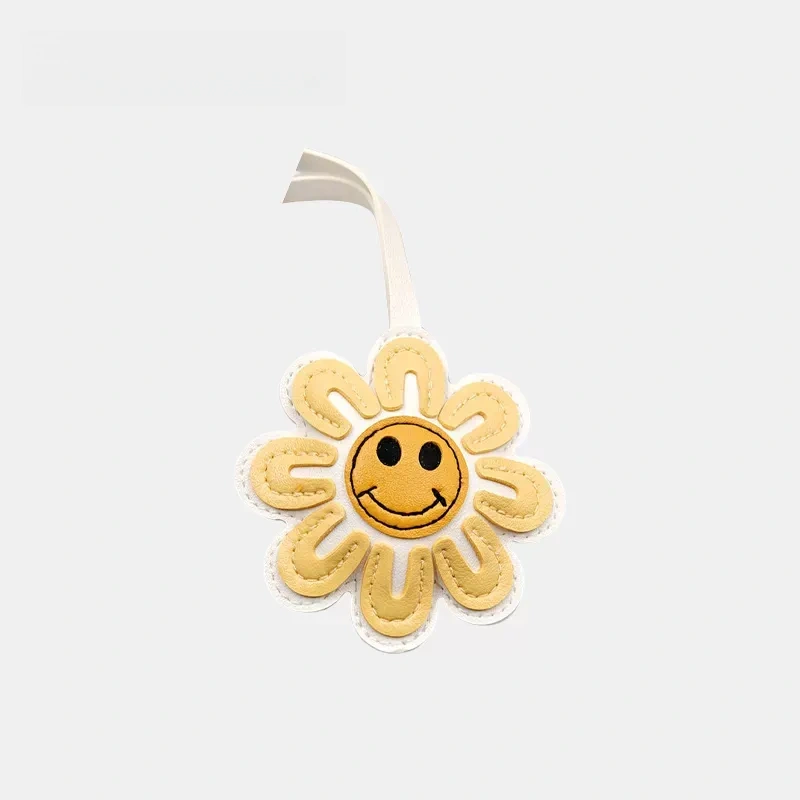 Smiling Flower Leather Bag Charm