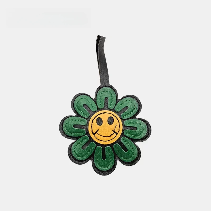 Smiling Flower Leather Bag Charm