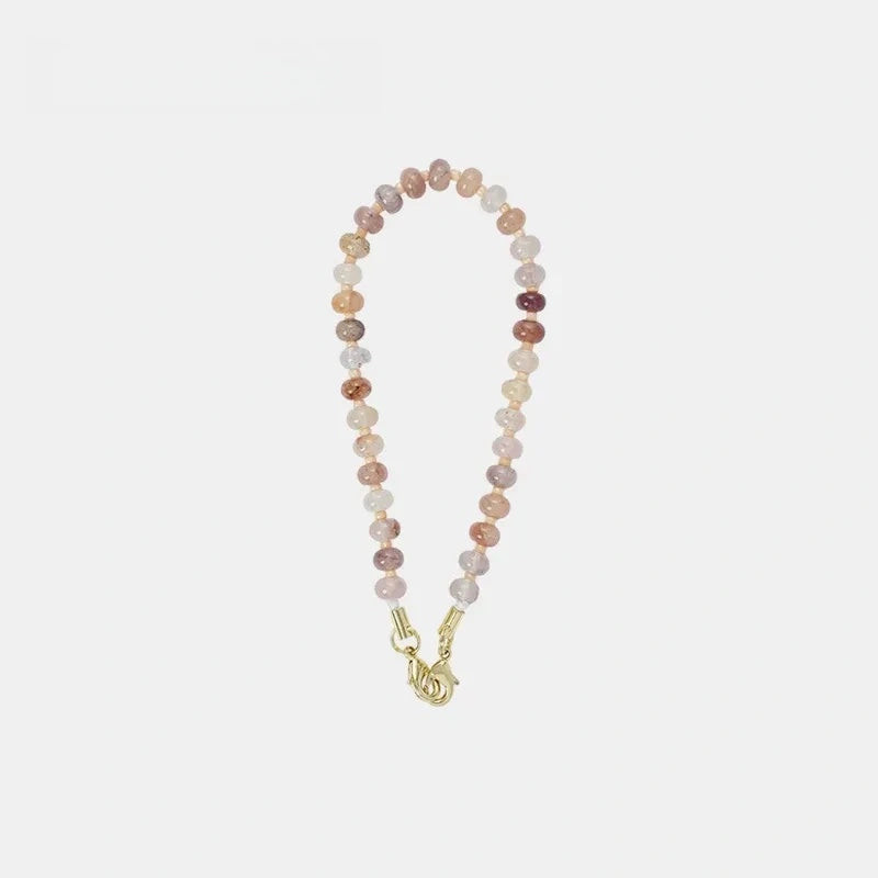 Natural Crystal Flat Bead Strand Bead Bag Charm