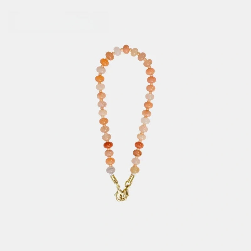 Natural Crystal Flat Bead Strand Bead Bag Charm