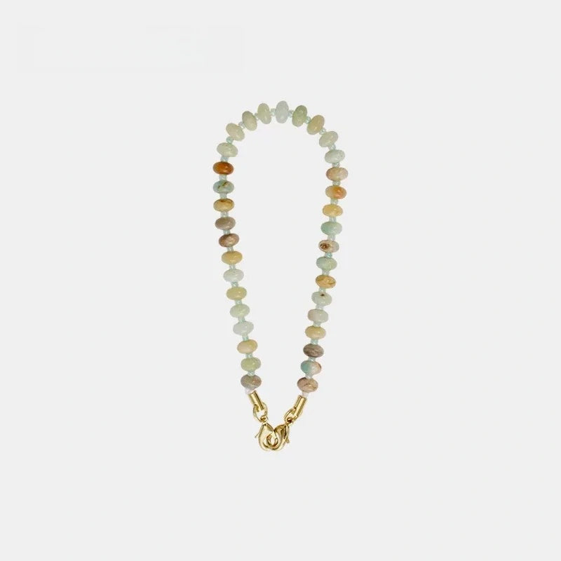 Natural Crystal Flat Bead Strand Bead Bag Charm