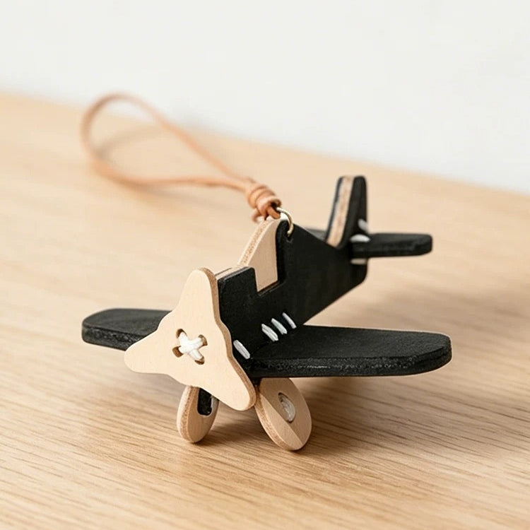 Handmade Airplane Leather Bag Charm