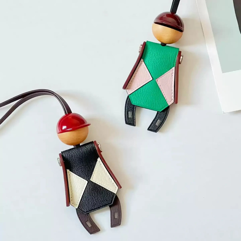 Jockey Puppet Leather Bag Charm