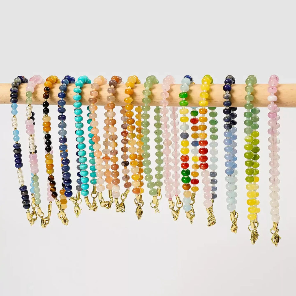 Natural Crystal Flat Bead Strand Bead Bag Charm
