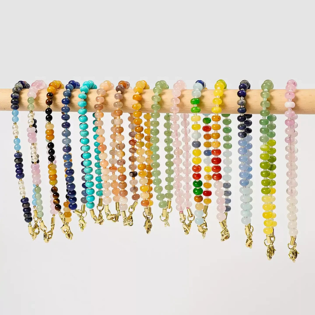 Natural Crystal Flat Bead Strand Bead Bag Charm