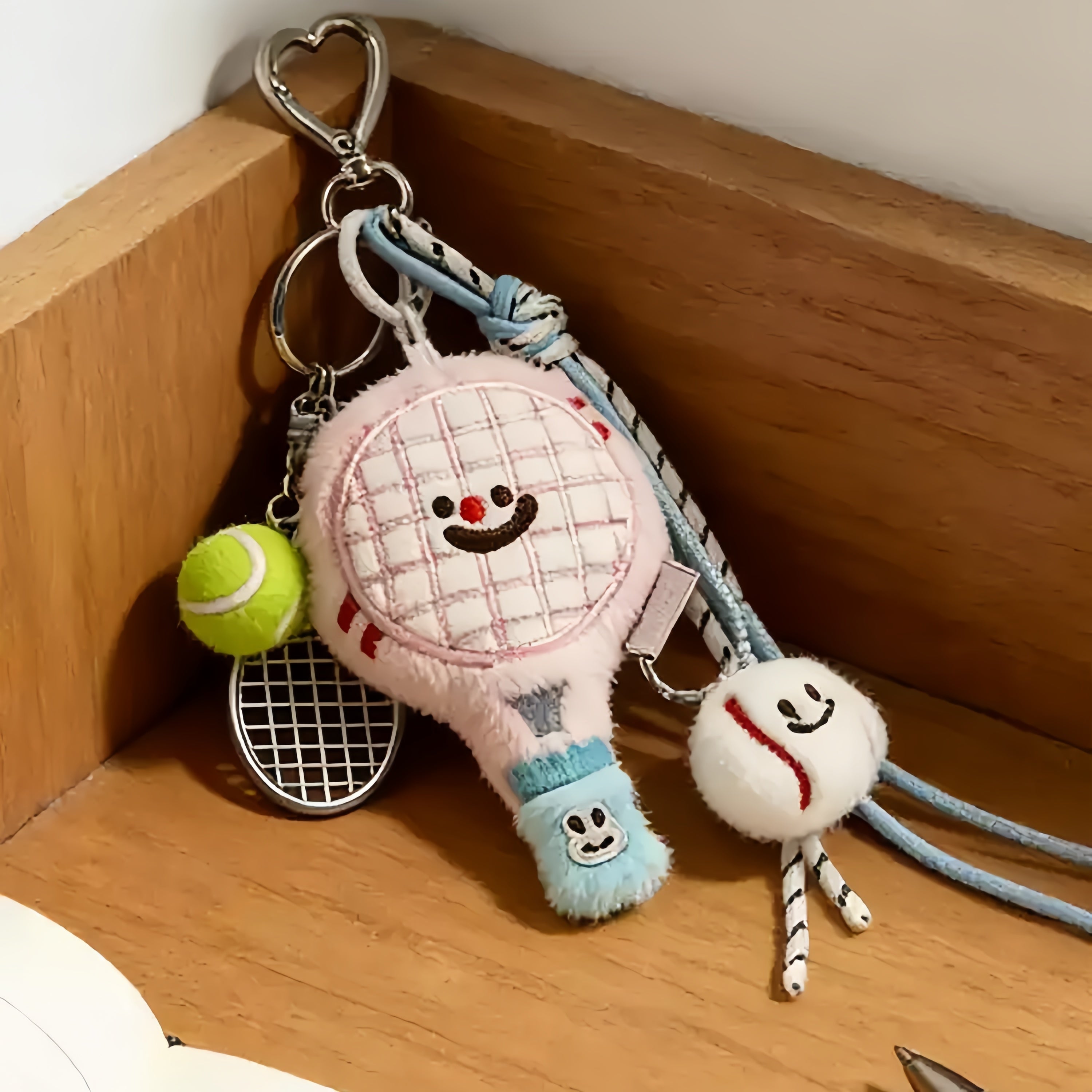 Badminton Racket Fluffy Bag Charm