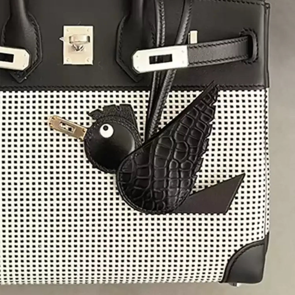 Hand-Stitched Flying Bird Leather Bag Charm