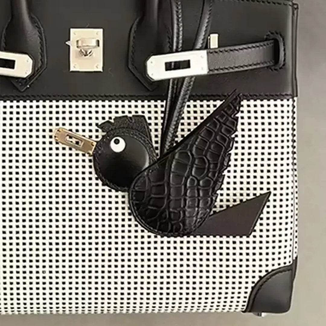Hand-Stitched Flying Bird Leather Bag Charm