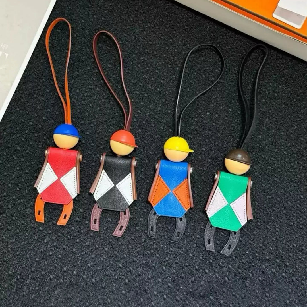 Jockey Puppet Leather Bag Charm