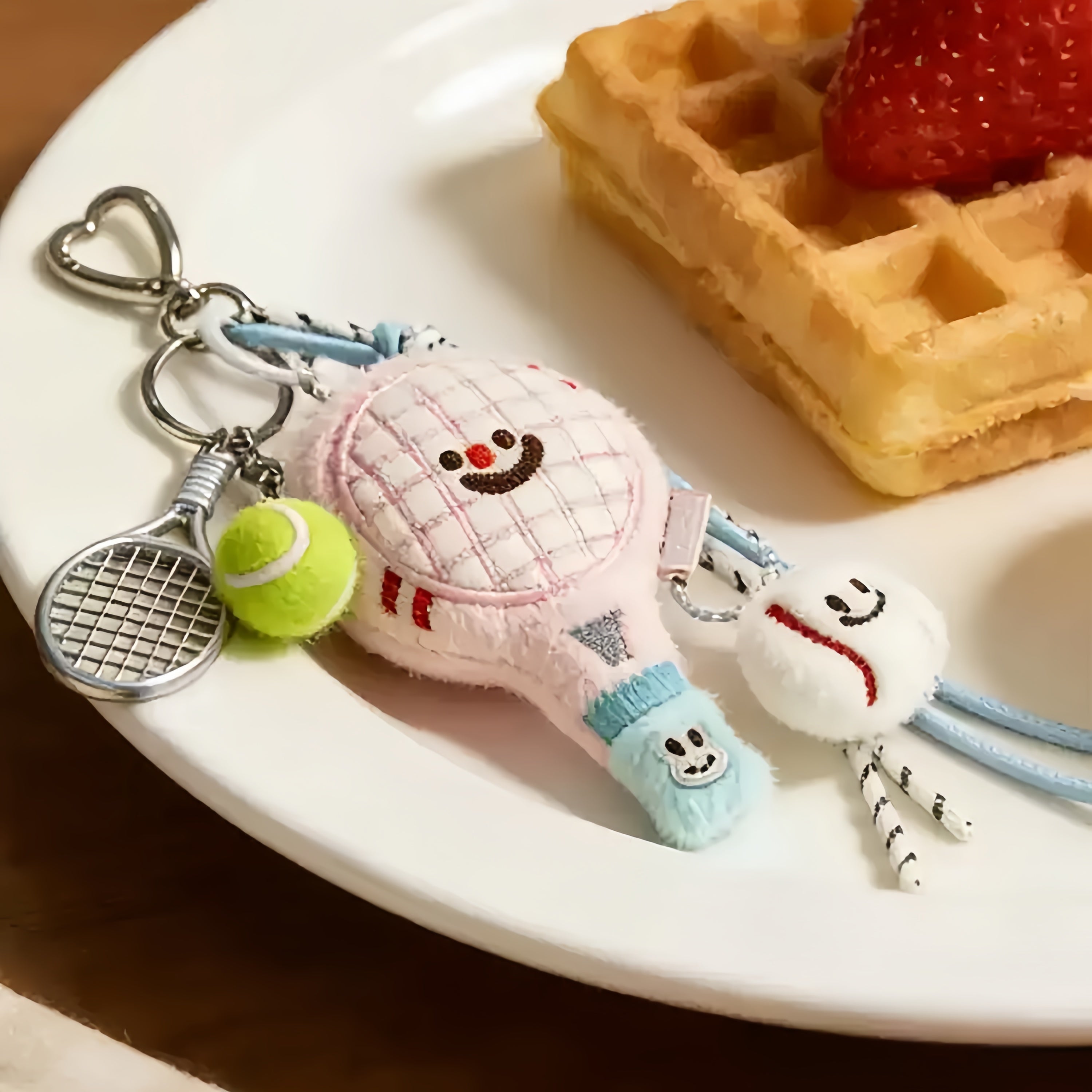 Badminton Racket Fluffy Bag Charm