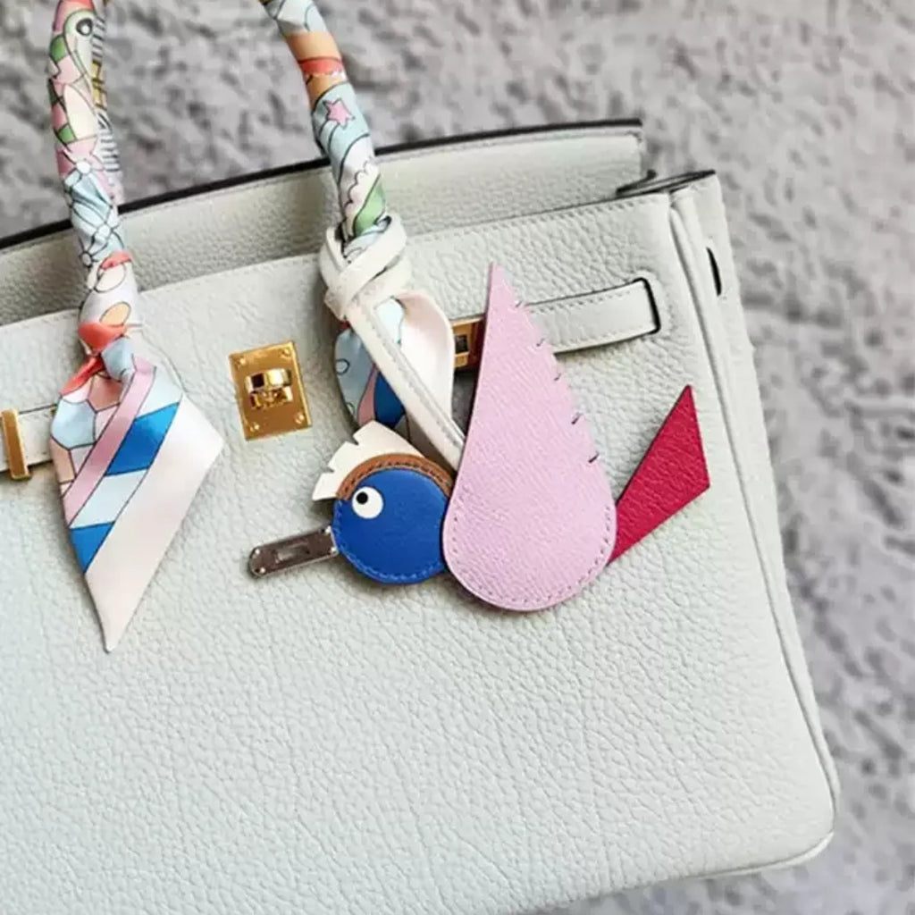 Hand-Stitched Flying Bird Leather Bag Charm