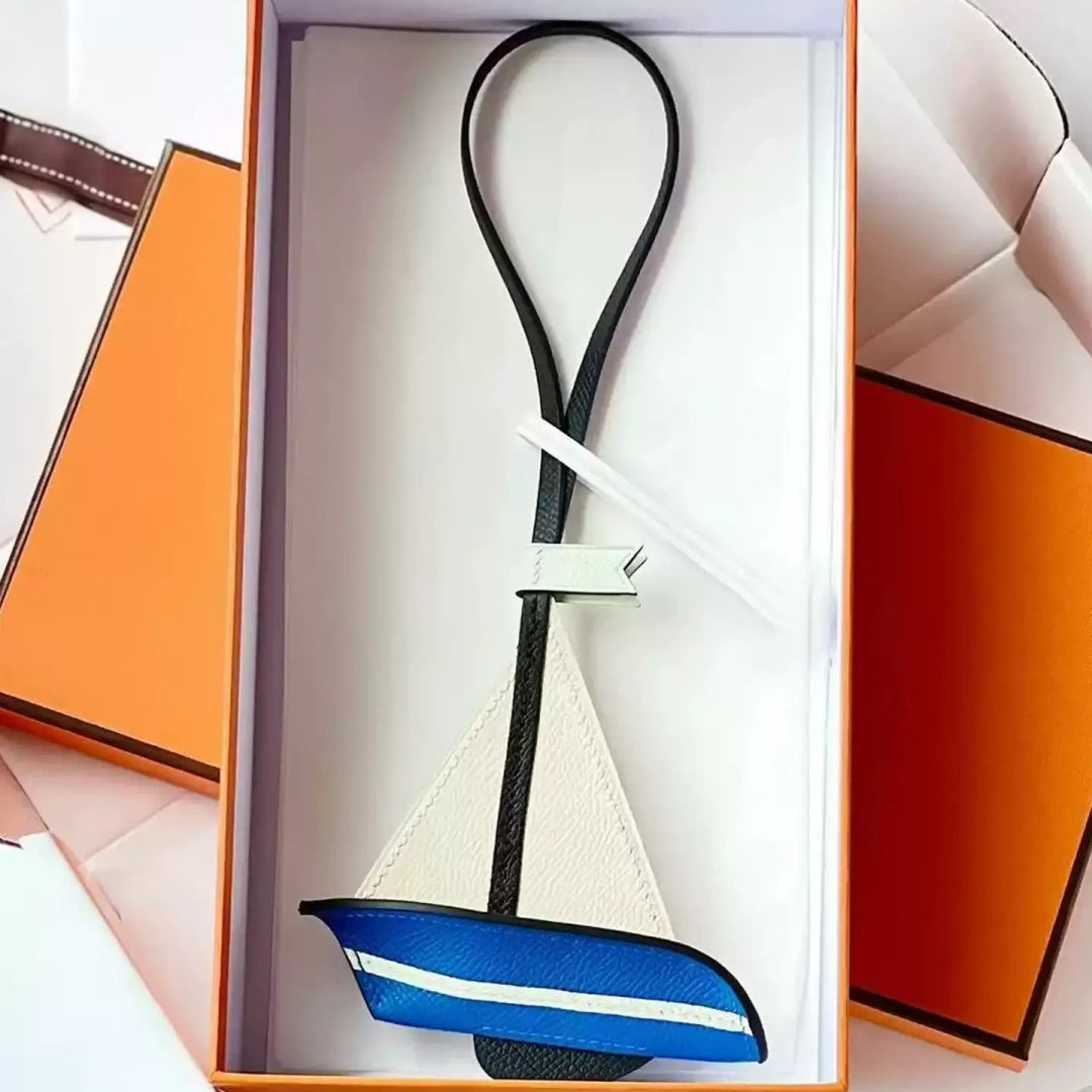 Sailboat Leather Bag Charm
