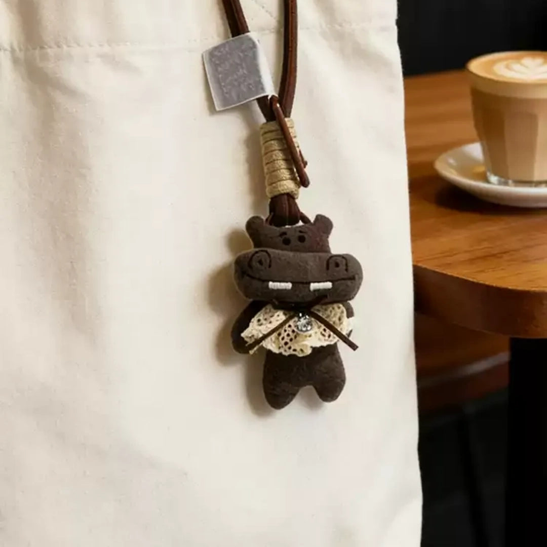 Chunky Hippo Fluffy Bag Charm