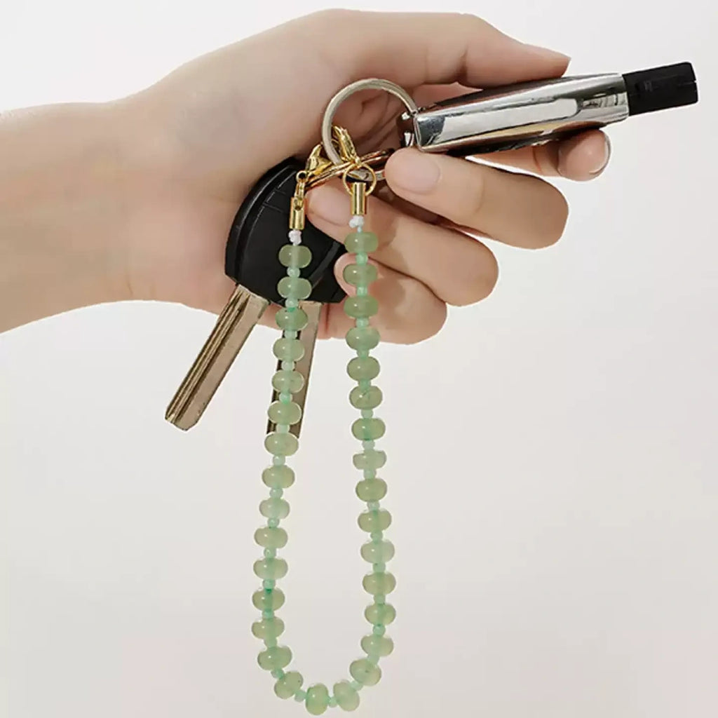Natural Crystal Flat Bead Strand Bead Bag Charm