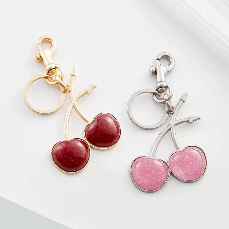 Two Cherry Halves Resin Bag Charm