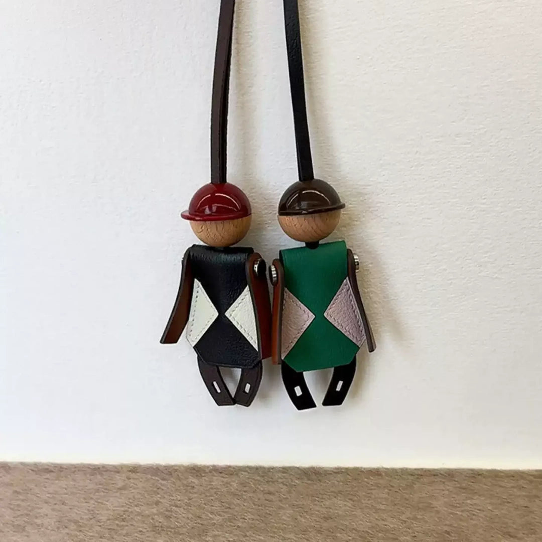 Jockey Puppet Leather Bag Charm