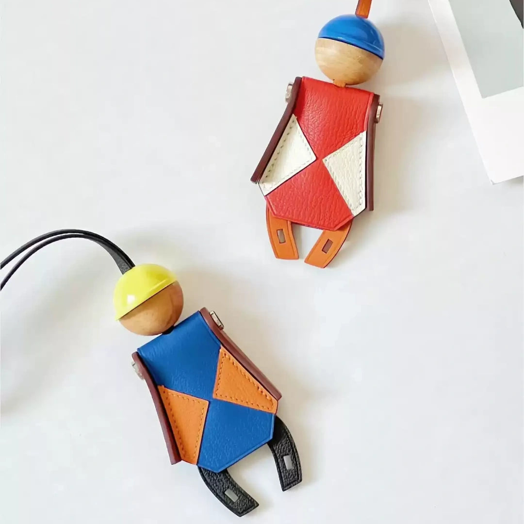 Jockey Puppet Leather Bag Charm