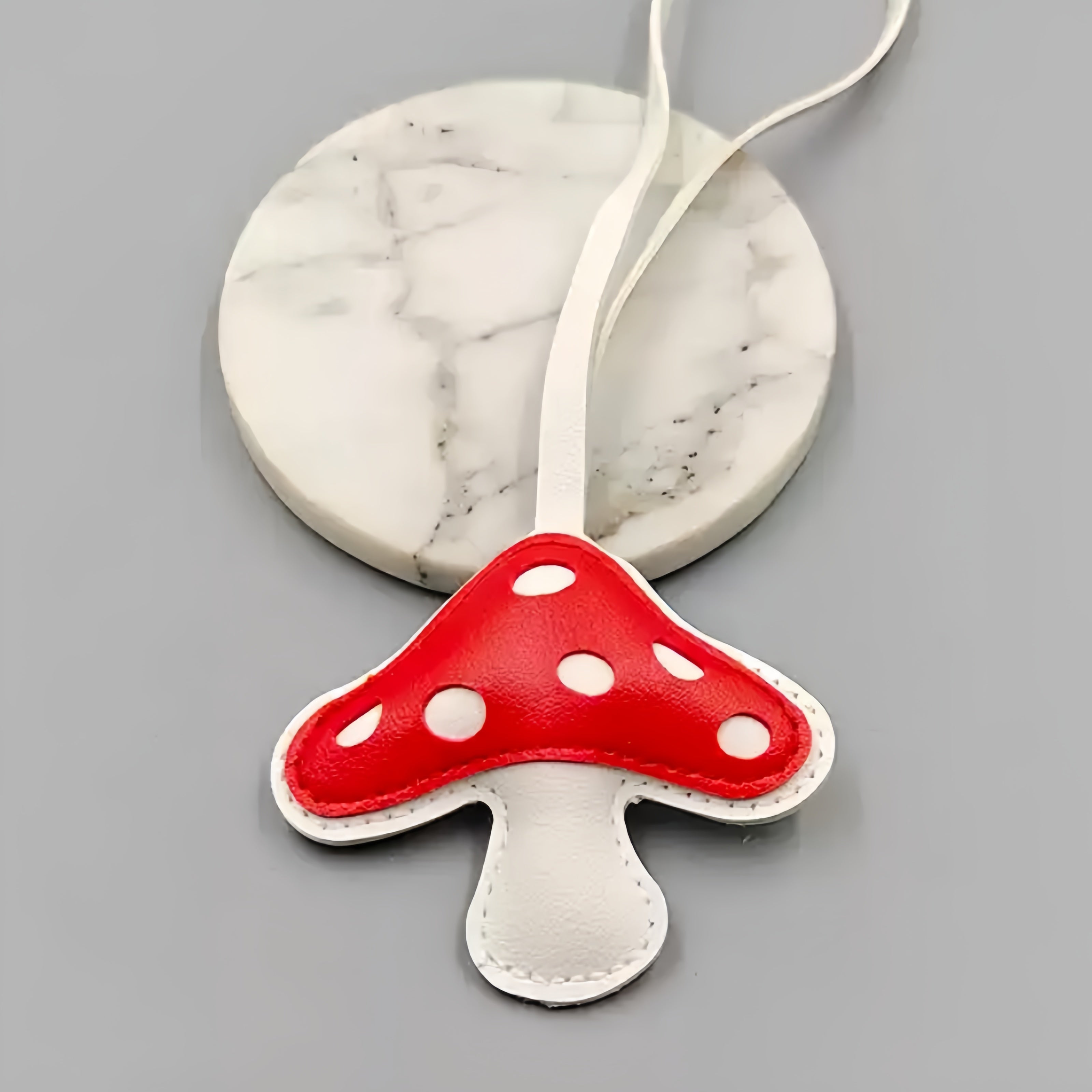 Mushroom Leather Bag Charm