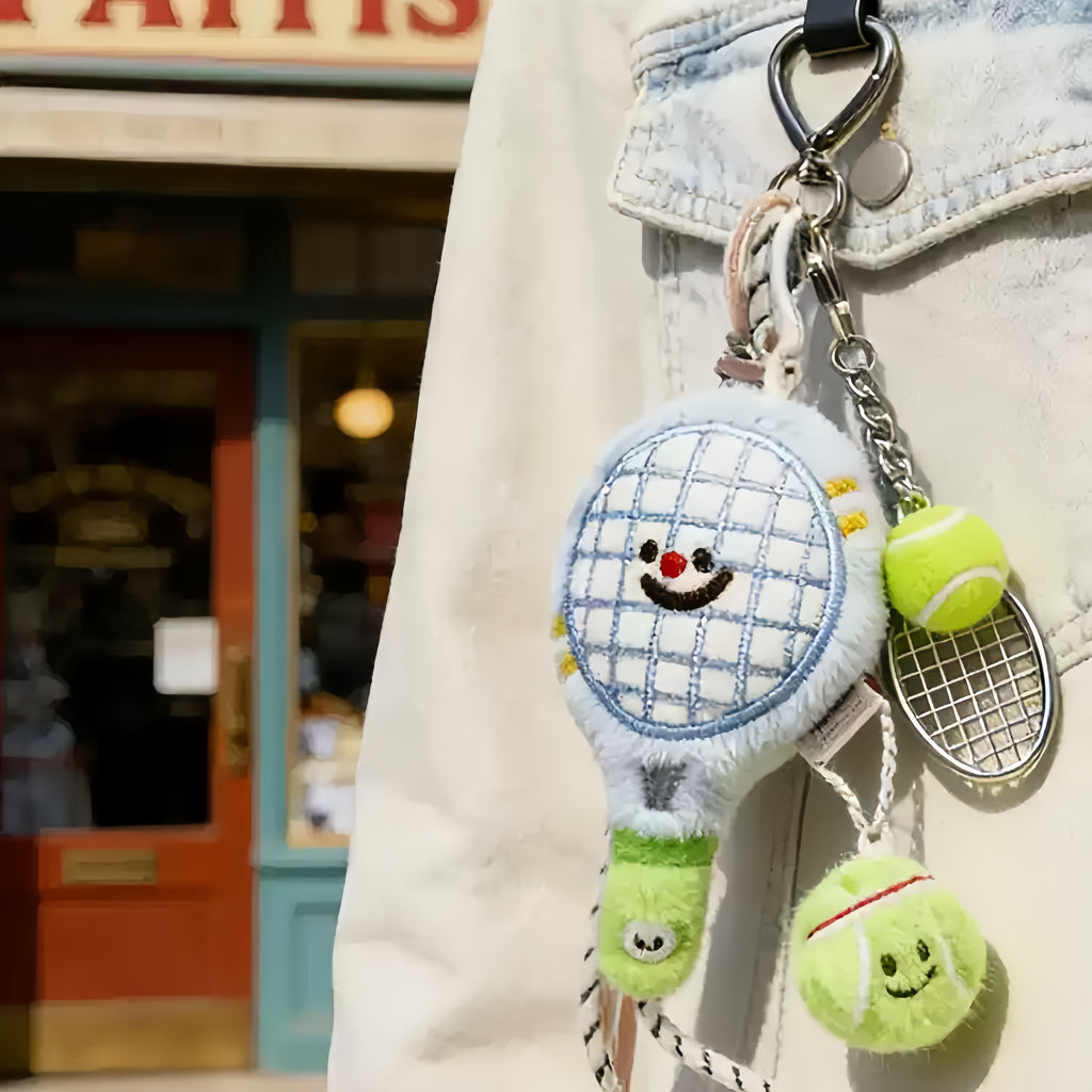 Badminton Racket Fluffy Bag Charm