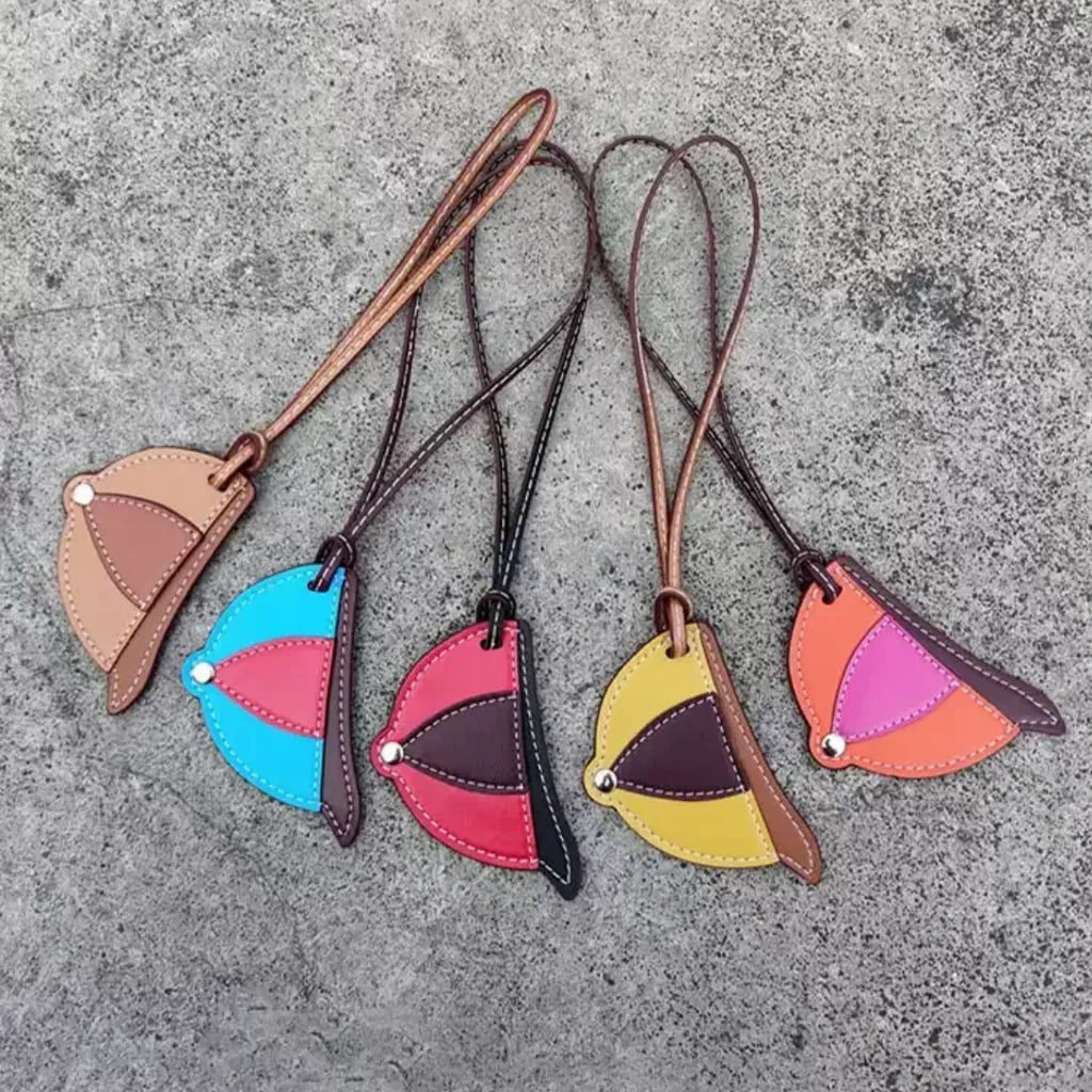 Baseball Cap Leather Bag Charm