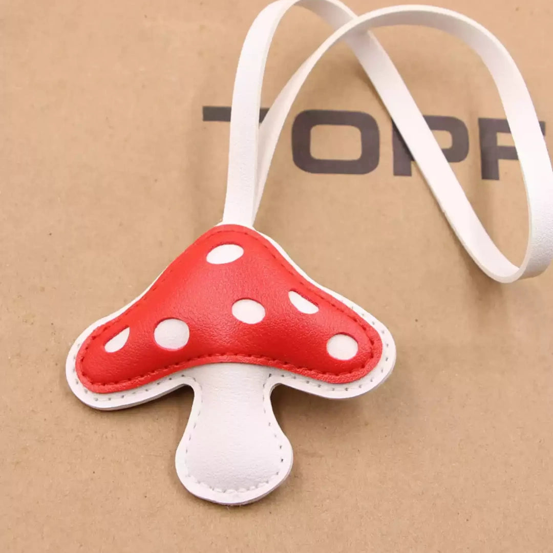 Mushroom Leather Bag Charm