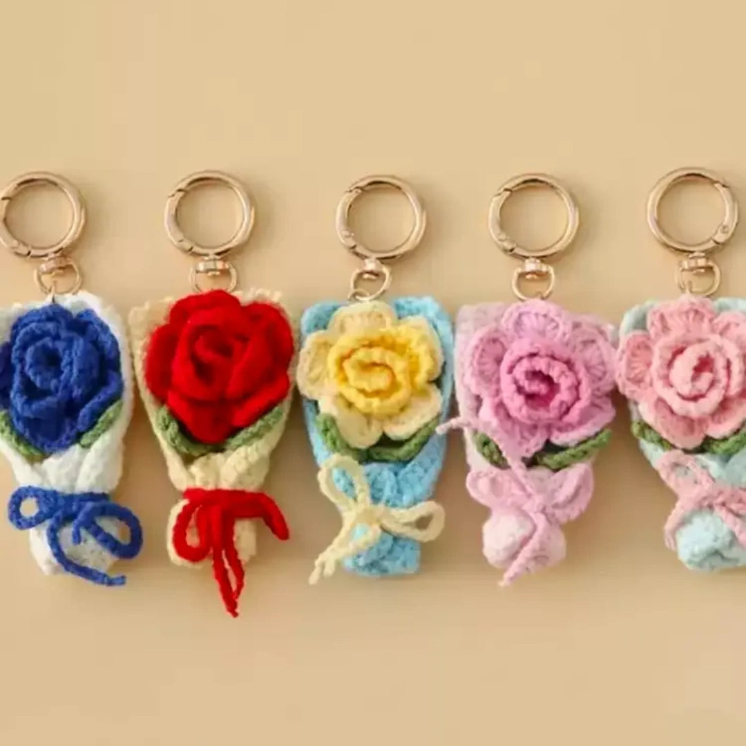 Crochet Bouquet Fluffy Bag Charm