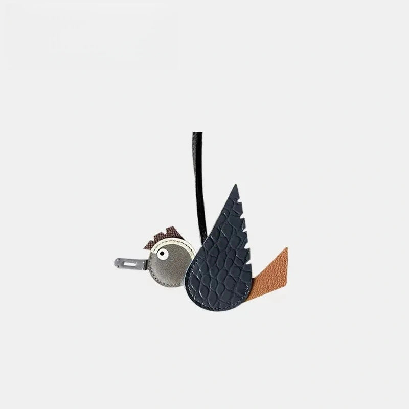 Hand-Stitched Flying Bird Leather Bag Charm